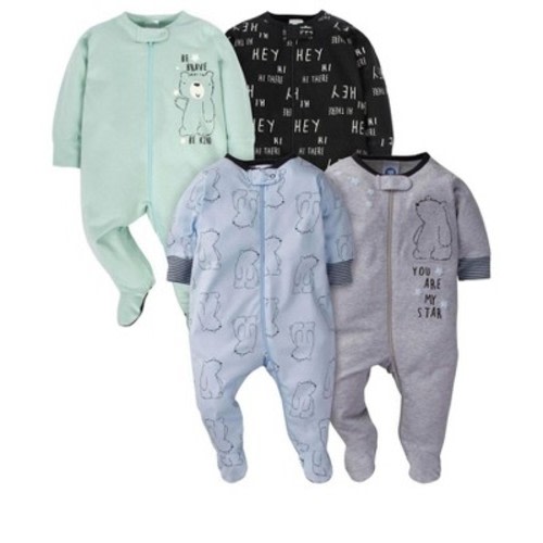 Gerber Baby Boys 4 Pack Sleep 'N Play Footie - Bear - 3-6 Months - 4-Pack