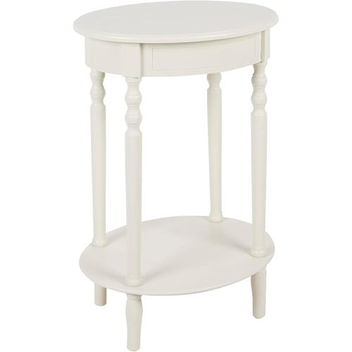 Decor Therapy Simplify Oval Wood Shelf Accent Table, 27 in H x 19.5 in W x 15.5 in D, Antique White
