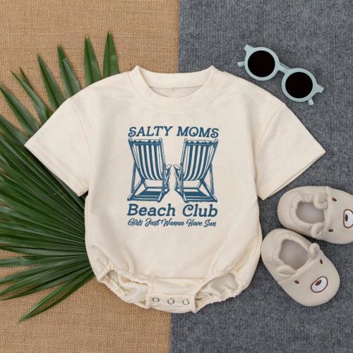 Salty Moms Beach Club Baby Outfit, Trendy Summer Baby Clothes, Newborn Gift Keepsake, Summer Beach Baby Romper, Baby Summer Outfit