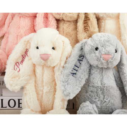 Personalized Embroidered Bunny Rabbit, Custom Monogrammed Bunny Rabbit, Personalised Bunny Rabbit Toy, Baby Shower Gift, Custom Plush Bunny