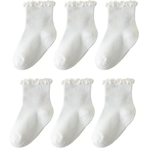 Amazon.com: ANYANIME 6 Pairs Toddler Ruffle Socks for Girls - Baby Grip Non Slip Cute Grippy Frilly : Clothing, Shoes & Jewelry
