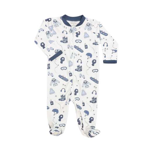 Hit The Slopes Zipper Footie in Blue