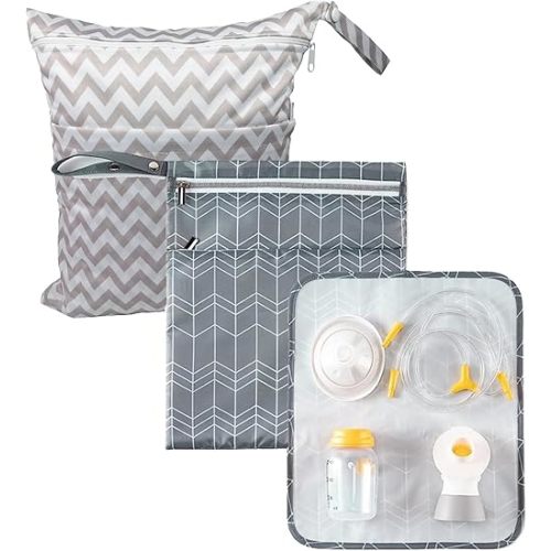 Water-proof Breast Pump Parts Bag with Place Mat,Protable Bag for Breast Pump Parts,Storage Items Separately