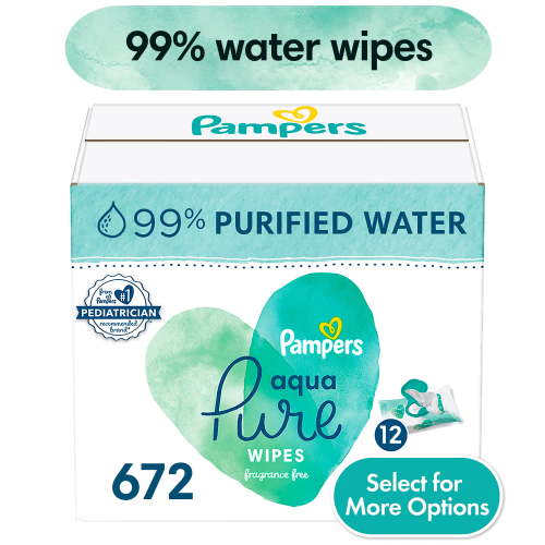 Pampers Aqua Pure Baby Wipes Unscented, 99% Water, 12 Pack, 672 Total Count (Select for More Options)