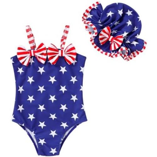 YOUNGER TREE Toddler Baby Girl Swimsuit Infant One Piece Bathing Suits with Hat Newborn Summer Beach Swimwear