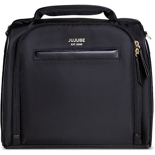 JuJuBe New Insulated Bottle Bag, Breastmilk Storage Bag for Baby Bottles, Travel Insulated Lunch Bag or Cooler Bag with Waterproof Lining for Nursing, Milk, Food, Baby Formula, Snacks, Daycare, Black