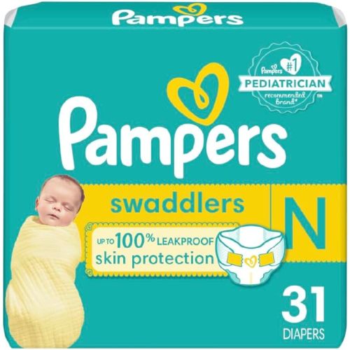 Pampers Swaddlers Diapers Newborn - Size 0, 31 Count, Ultra Soft Disposable Baby Diapers
