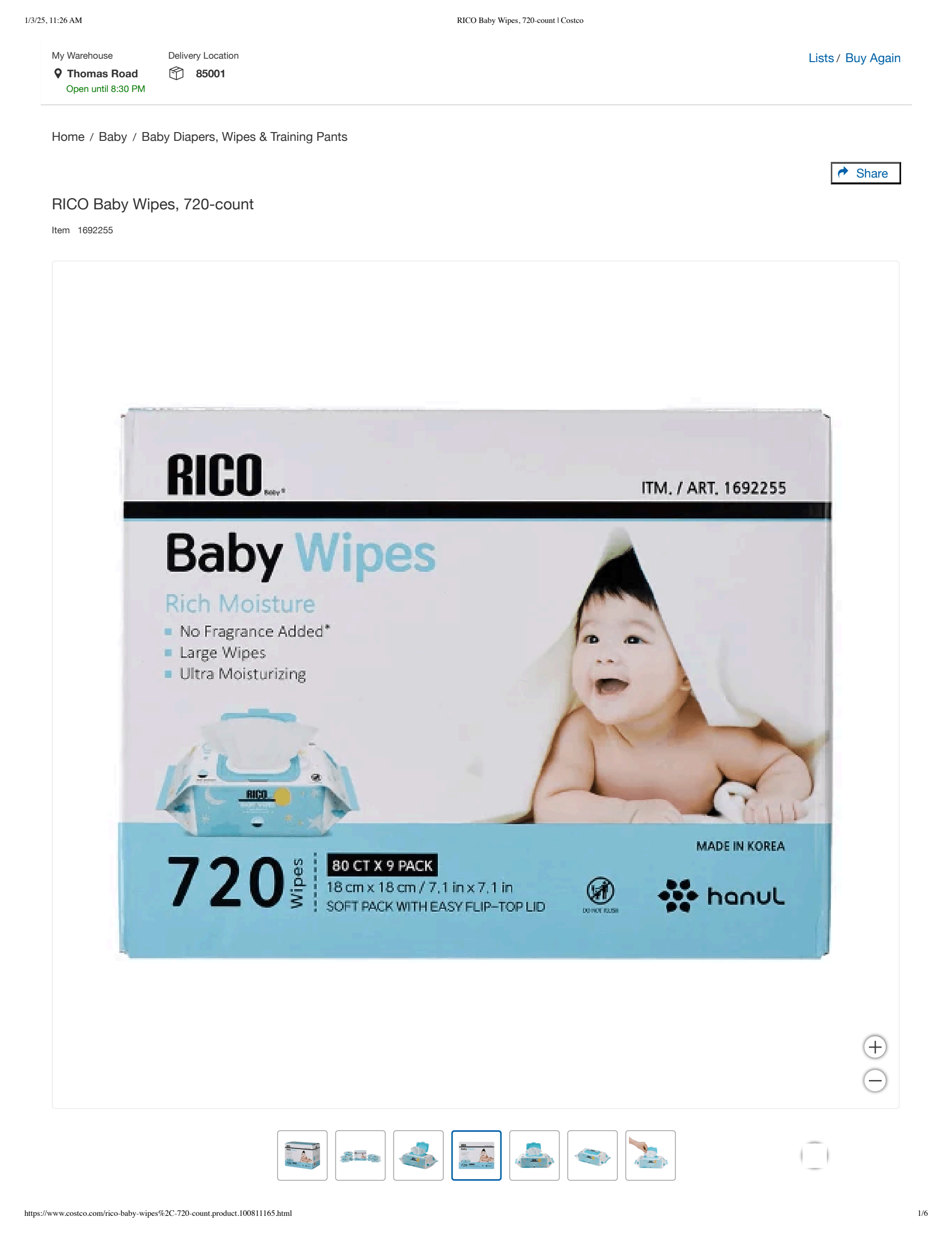 RICO Baby Wipes, 720-count