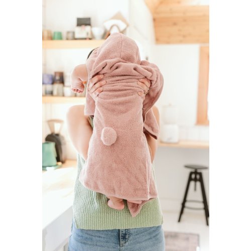 BABYLIST HOODED BATH TOWEL | ADOBE ROSE BUNNY