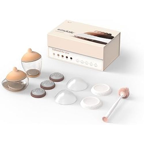 Emulait Baby Bottle Starter Kit Includes 2 Bottles 2 Nipples 2 Caps 2 Lids 3 Flow System Cleaning Brush
