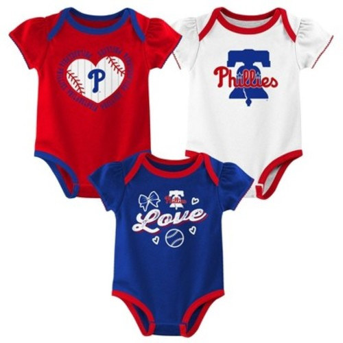 MLB Philadelphia Phillies Infant Girls' 3pk Bodysuit, Size: 3-6M