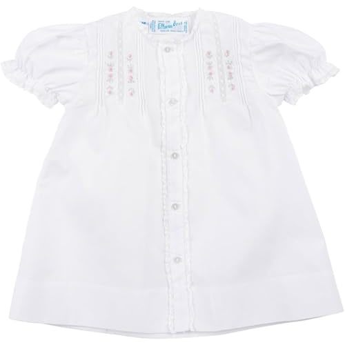 Feltman Brothers Girls White/Pink Floral Rosebud Lace Daygown Newborn Girls