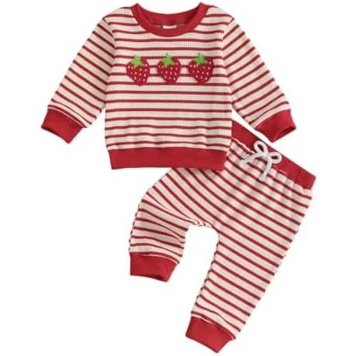 Toddler Clothes for Baby Girls Cute Strawberry Long Sleeve Sweatshirt Pants Girls Warm Fall Winter Outfits Set