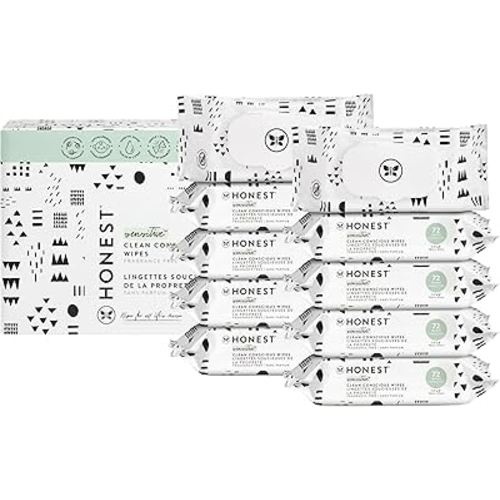 The Honest Company Clean Conscious Multi-Use Wipes | Hypoallergenic + Unscented for Sensitive Skin | Over 99% Water, Compostable, Plant Based, Baby Wipes | Pattern Play, 720 Count