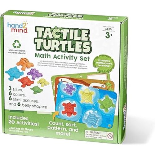 hand2mind Tactile Turtles Math Activity Set, Toddler Numbers and Counting, Math Counters for Kids, Color Sorting Toys, Sensory Turtle Game, Preschool Learning Activities, Montessori Math Materials