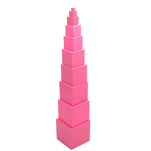 KUNyu Montessori Pink Tower Wooden Cube Block Kids Educational Toy Children Gift
