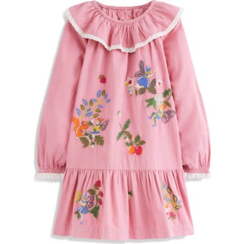 Kids' Lace Trim Collared Woven Dress