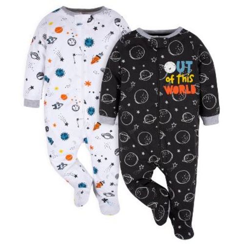 Gerber Baby Boys' Snug Fit Footed Cotton Pajamas - Fox - 6 Months - 2-Pack