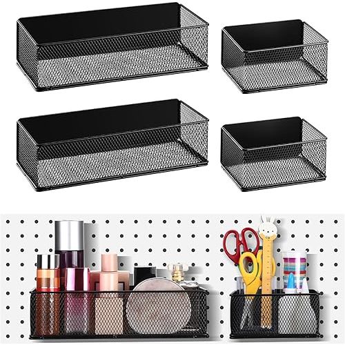 4 Pcs Magnetic Bottle Storage Bin for Refrigerator (Black,10.6''l, 6.2''l)