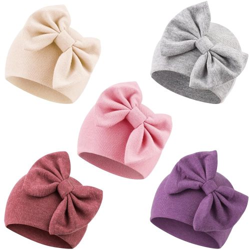 Newborn Baby Girl Hats with Bow Cotton Toddler Infant Beanie Cap Newborn Hospital Hats for Baby Girl Kid 0-24 Months