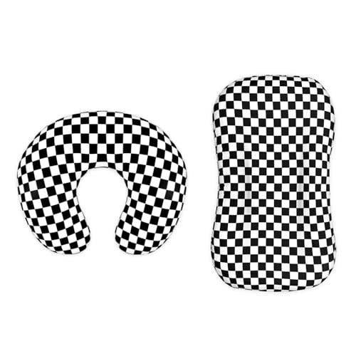 DILIMI Nursing Pillow Cover and Baby Lounger Cover for Boys and Girls, Stretchy Removable, Black Checkerboard