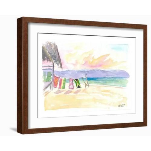 'Caribbean Beach In Jamaica With Mountain View' Framed Art Print - M. Bleichner | Art.com