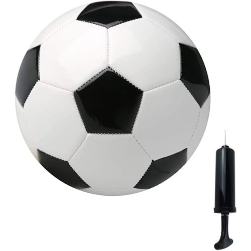 Soccer Ball Size 3 with Pump Needle Classic White Black Thicker PU Tight Weaved Suitable for Youth Boy League Game Trainning Practice or Gift
