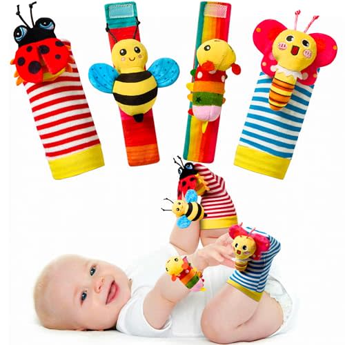 Baby Toys 0-6 Months: Baby Socks Baby Rattles 0-6 Months Baby Gifts for Boys Girl Infant Toys Baby Wrist Rattles Socks Baby Shower Gifts - Newborn Toys Hand & Feet for 0-3 0-12 Months (Multicolored)