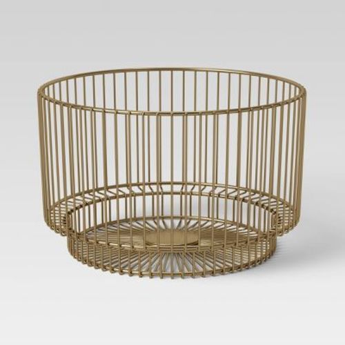 18" X 11" Metal Wire Basket With Black Finish - Threshold™: Modern Iron Storage, Round Shape