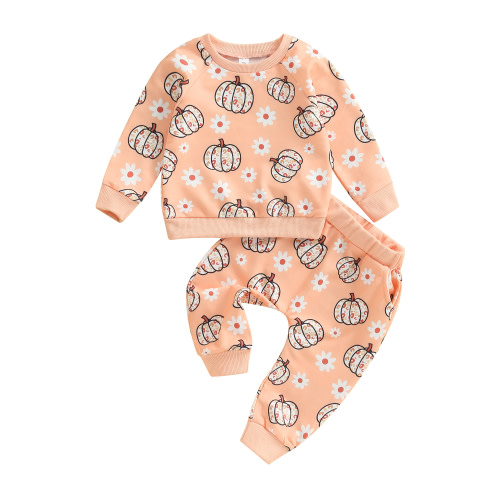 Spewahor Baby Girl Fall Clothes Long Sleeve Sweatshirts Elastic Waist Long Pants 2Pcs Halloween Outfit Set