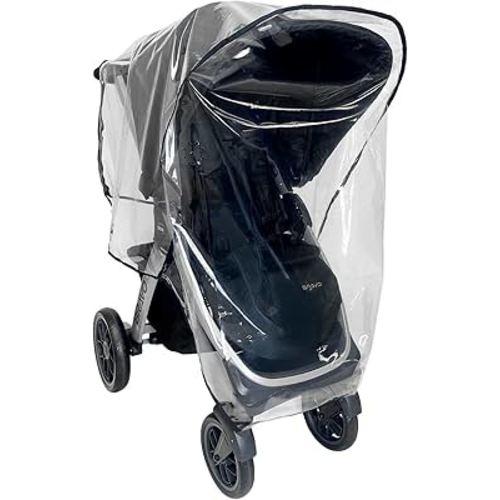 Rain Cover for Chicco Bravo Trio & Primo Travel Systems - SASHA'S Weather Shield - Clear, Ventilation Holes, Maximum Coverage, Made in USA (Stroller & Car seat not Included)