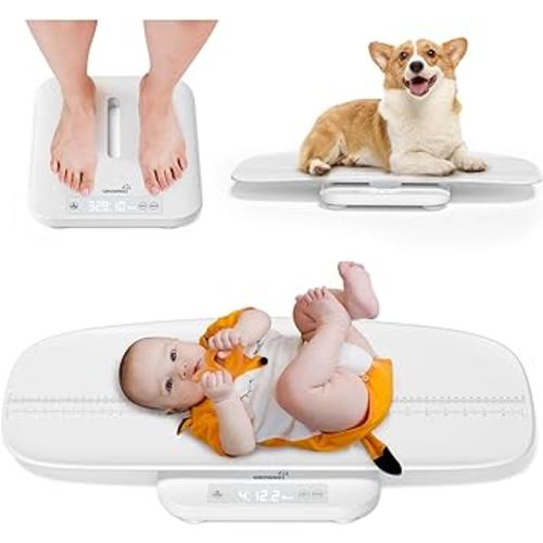 GROWNSY Baby Scale, Multifunctional Baby Weight Scale, Pet Scale for Puppy, Cat, Adult Scale Up to 330lbs, Accurate Digital Scale with Hold Function, 27-inch Height Measurement, 5 Units, LED Screen