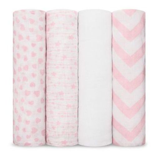 Muslin Swaddle Blankets Neutral Receiving Blanket for Boys and Girls by Comfy Cubs Cubs (Pink)