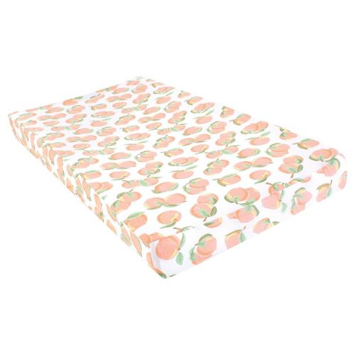 Hudson Baby Girls Cotton Changing Pad Cover, Peach, One Size
