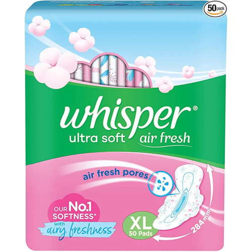 Whisper Ultra Soft Sanitary Pads - 50 Pieces (XL)