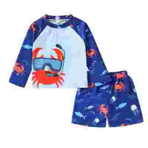 Younger Tree Toddler Baby Boys Swimsuits Trunk Rashguard Long Sleeve Top Shorts Two Pieces Bathing Suit Swimwear Outfit for 6-9 Months