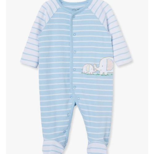 Little Me Clothes for Baby Boys' 100% Cotton Scratch-Free Tag Footie Sleeper, Preemie to 9 Months