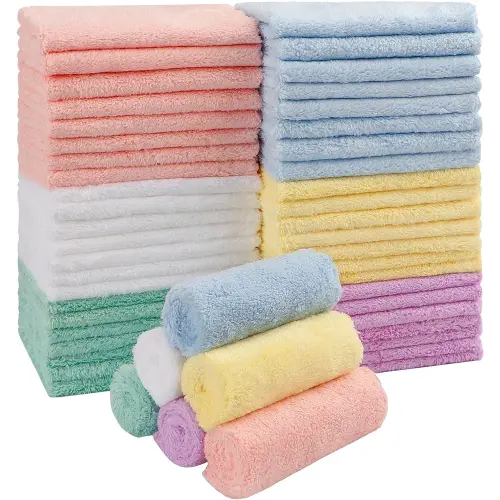 HOMEXCEL Baby Washcloths 50 Pack, Microfiber Coral Fleece Baby Bath Face Towel 7 x 9 Inch Extra Absorbent and Soft Burp Cloth and Wash Cloths for Newborn,Infants and Toddlers, Gentle On Sensitive Skin