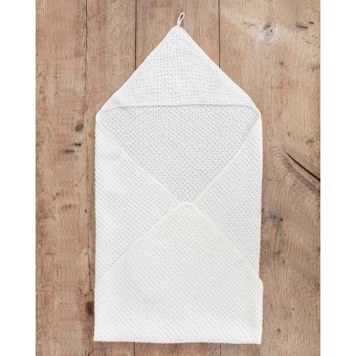Hooded waffle baby towel in White