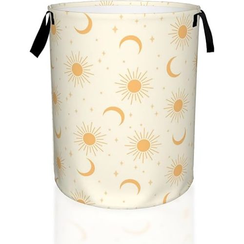 Mystical Sun Moon Laundry Basket,Waterproof Laundry Hamper,Collapsible Organizer Basket for Storage Bin Toy Bins, Dirty Clothes Laundry Basket for Living Room/Bathroom/Bedroom