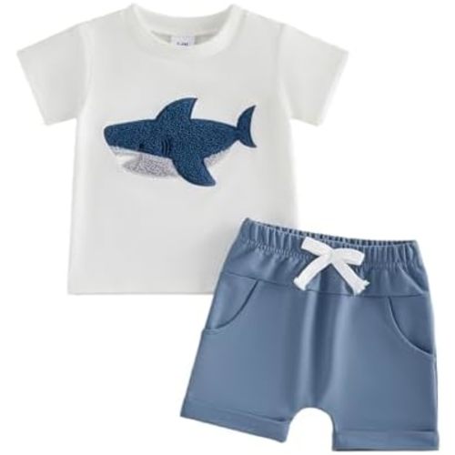 Amiblvowa Toddler Baby Boy Summer Clothes Sea Animals Shirt Shorts Sets 6 12 18 Months 2T 3T 4T Vocation Beach 2Pcs Outfits