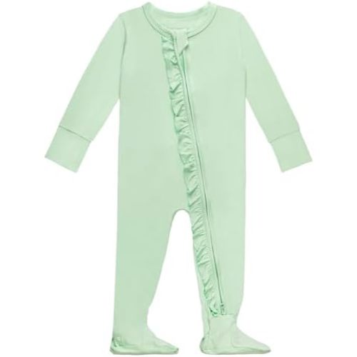 GUISBY Baby Footies Ruffle Pajamas, Soft Long Sleeve with 2 Way Zipper Sleepers