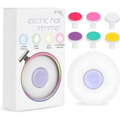 Elan Baby Electric Nail Trimmer, Safe & Easy to Use with 6 Head Options, Gentle Nail File, Perfect for Newborns, Infants, & Toddlers