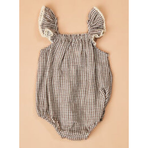 Kyler Gingham Ruffle Bubble in Brown | Tullabee