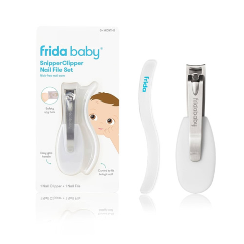 Frida Baby NailFrida Baby Nail Clippers & Nail File & Buffer for Newborns and Up, Safety Spyhole, Nickel Free, Curved Clipper to Fit Babies Nails