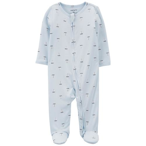 Baby Sailboat Zip-Up PurelySoft Sleep & Play Pajamas - 3M - Style,Blue
