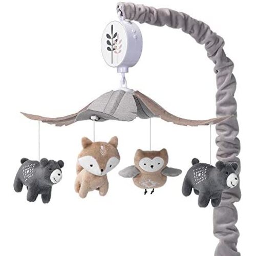 Lambs & Ivy Woodland Forest Gray/Tan Musical Baby Crib Mobile Soother Toy