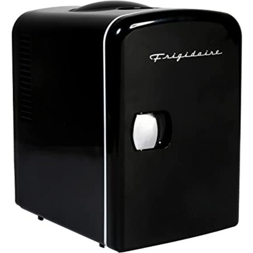 Frigidaire Mini Portable Compact Personal Fridge Cooler, 4 Liter Capacity Chills Six 12 oz Cans, 100% Freon-Free & Eco Friendly, Includes Plugs for Home Outlet & 12V Car Charger – Black