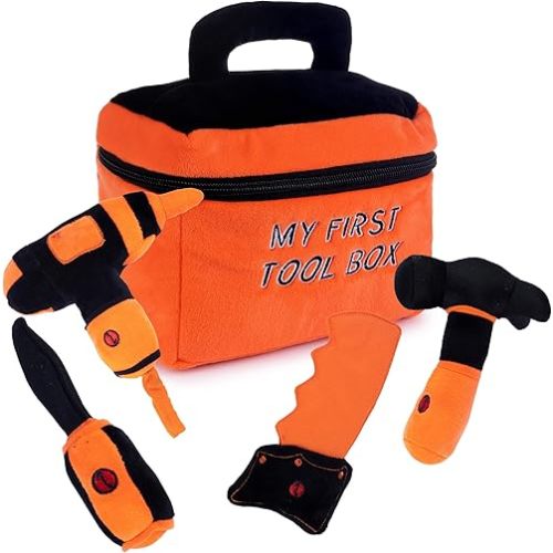 Talking Plush My First Toy Tool Box Set for Toddlers | Includes Cuddly Hammer, Handsaw, Screwdriver, Vibrating Hand Drill, & Zippered Tool Box with Cool Sounds