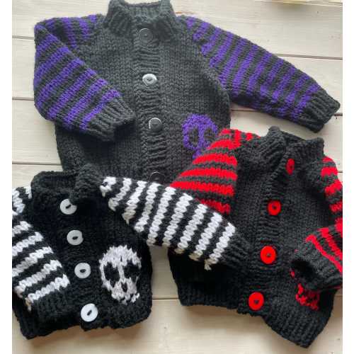 Baby goth jacket / Black and white jacket / Newborn to 2years / Small baby / Chunky baby knits / baby punk rocker / Gothic clothes for baby